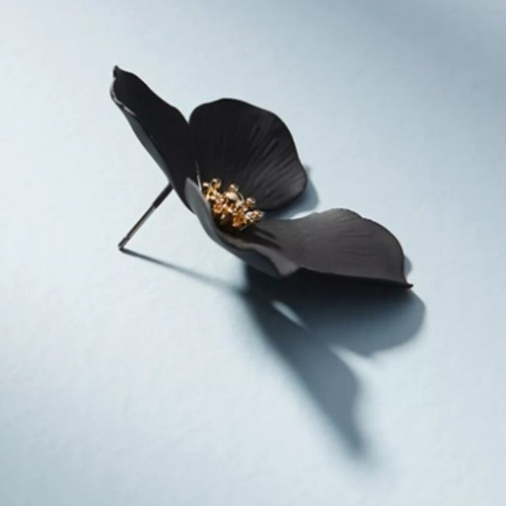 Anthropologie 'Garden Party' Earrings in Black with Gold Accent NWT - Picture 2 of 6